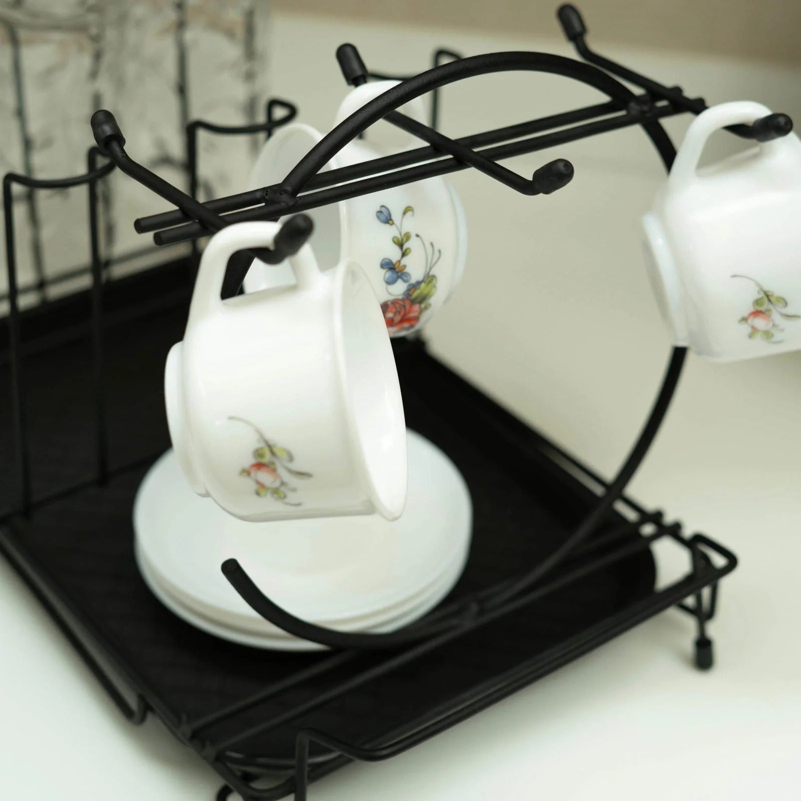 Durable Metal Cup & Glass Stand Rack | Space-Saving Countertop Organizer for Mugs, Cups & Plates