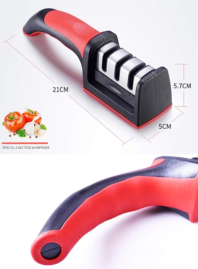 3-in-1 Knife Sharpener Set with Ceramic Peeler – 3-Stage Diamond Coated Kitchen Knife Sharpener