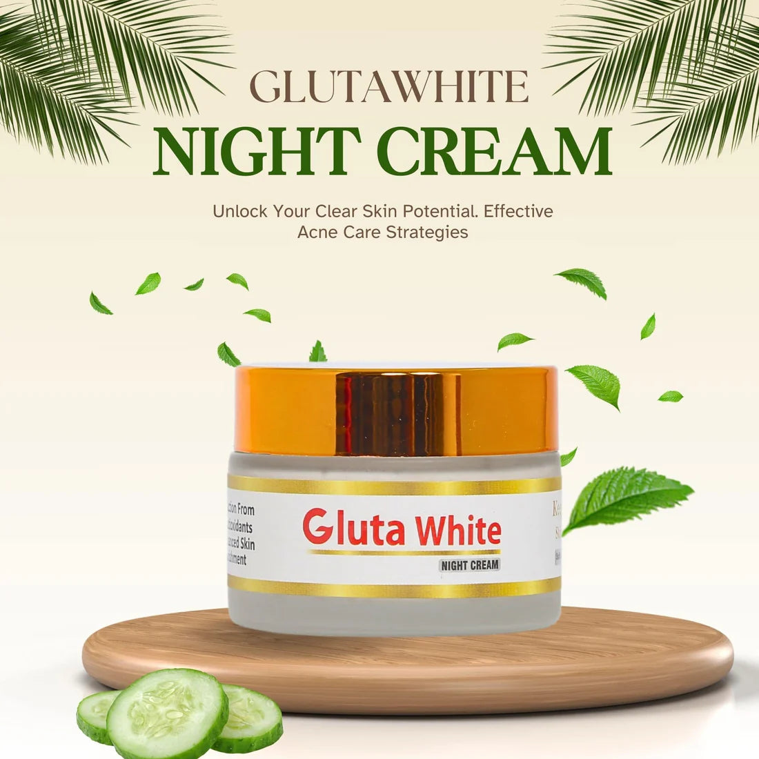 Gluta White Night Cream 50ml – Extreme Strong Whitening & Anti-Aging Glutathione Cream