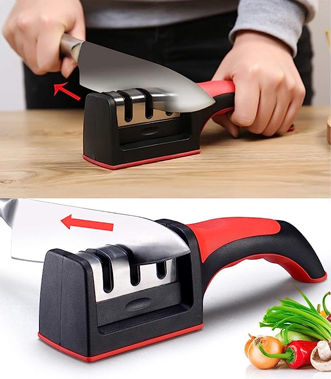 3-in-1 Knife Sharpener Set with Ceramic Peeler – 3-Stage Diamond Coated Kitchen Knife Sharpener