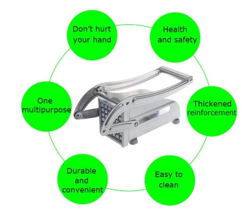 Stainless Steel French Fries Potato Cutter – Double Blade Manual Fries Slicer