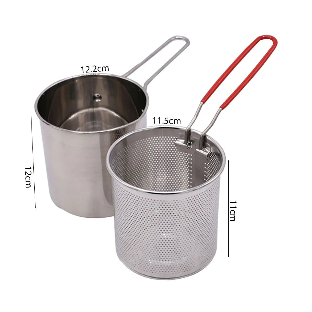 Deep Frying Fry Pot with Strainer | Stainless Steel Oil Fryer Pot for Kitchen Use