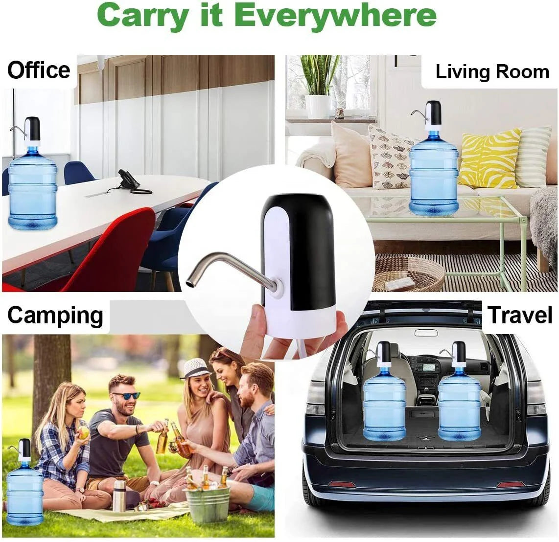 Automatic Electric Water Bottle Pump Dispenser – USB Rechargeable One-Touch Water Pump