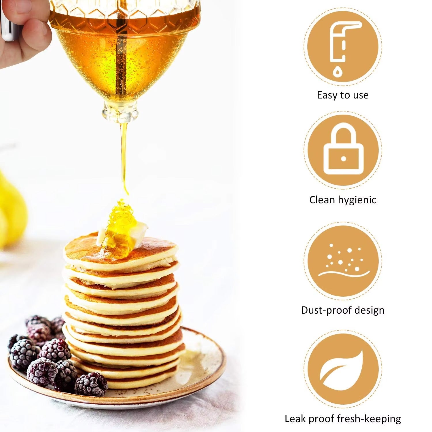 Honey Dispenser Jar 200ML – Bee Drip Juice & Syrup Storage Pot for Kitchen