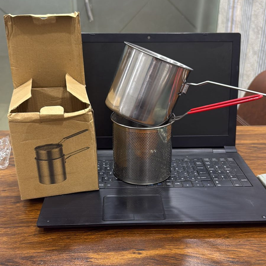 Deep Frying Fry Pot with Strainer | Stainless Steel Oil Fryer Pot for Kitchen Use