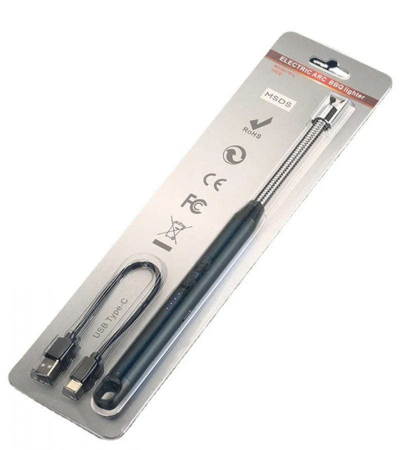 360° Outdoor Kitchen USB Rechargeable Arc Lighter | Flexible Neck, Windproof & Safety Lock